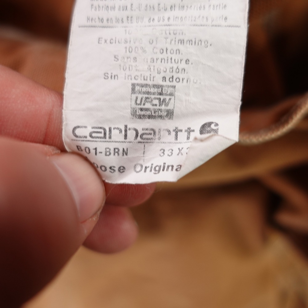 Carhartt B01-BRN Mens 33x34 Double Front Duck Canvas Logger Work Pants Brown USA - Picture 8 of 10
